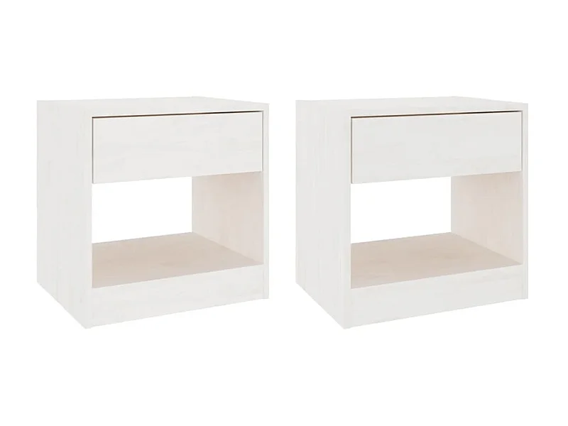 Comodini 2 pz Bianco 40x31x40 cm Legno di pino massiccio