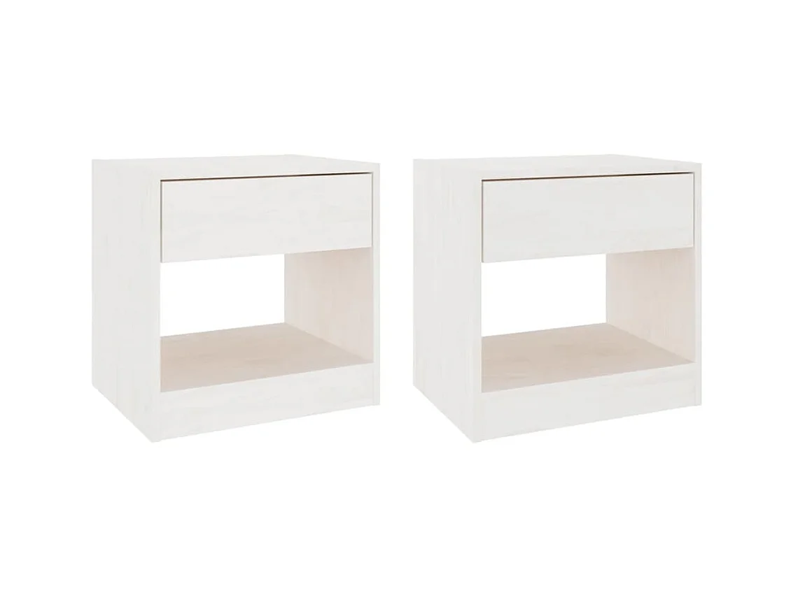Tables de chevet 2 pcs Blanc 40x31x40 cm Bois de pin massif
