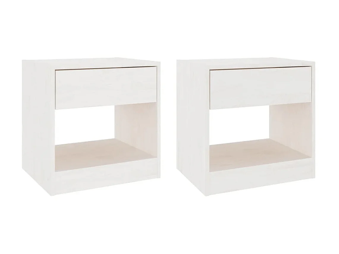 Tables de chevet 2 pcs Blanc 40x31x40 cm Bois de pin massif