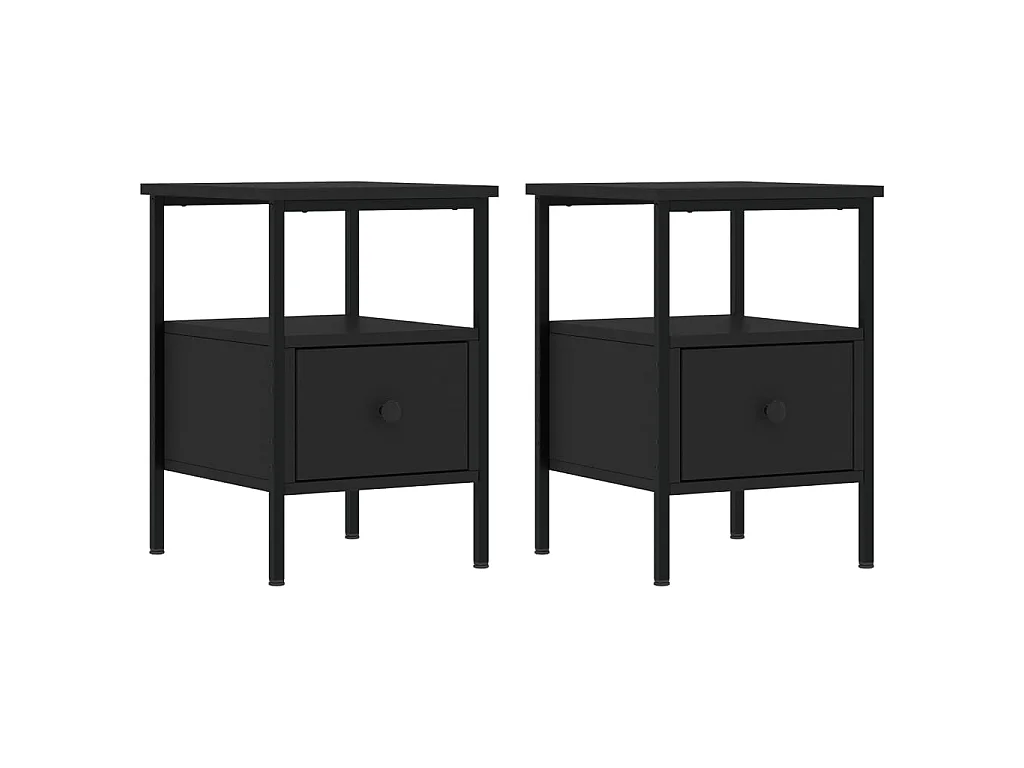 Tables de chevet 2 pcs noir 34x36x50 cm bois d’ingénierie