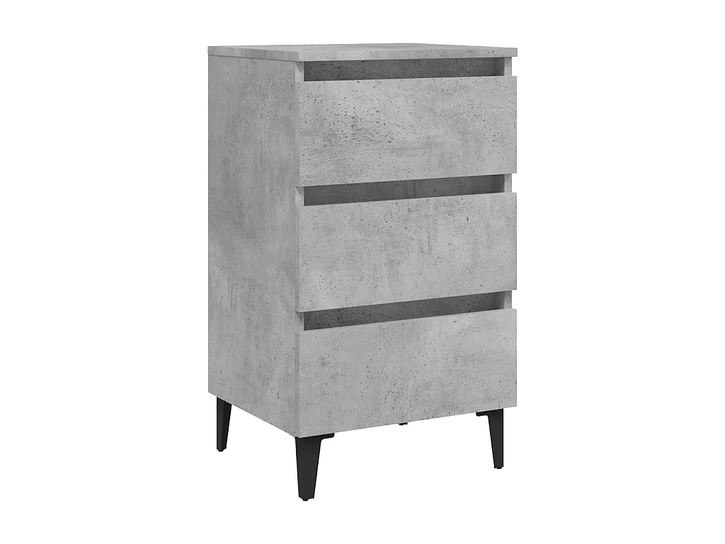 Table de chevet avec pieds en métal Gris béton 40x35x69 cm