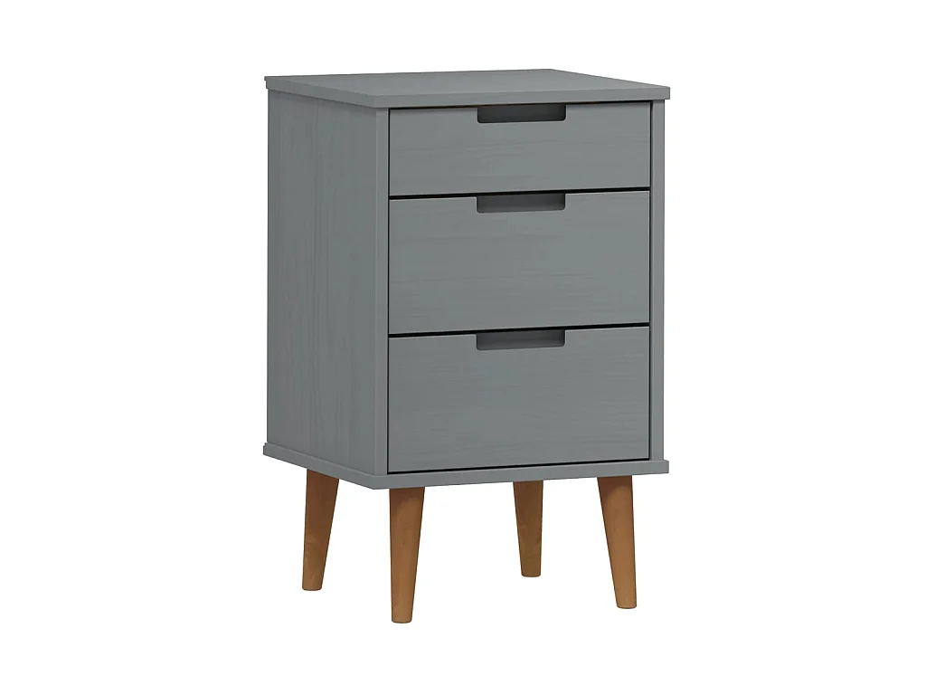 Table de chevet MOLDE Gris 40x35x65 cm Bois de pin massif
