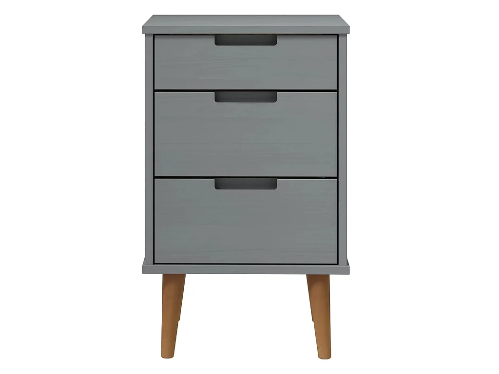 Table de chevet MOLDE Gris 40x35x65 cm Bois de pin massif