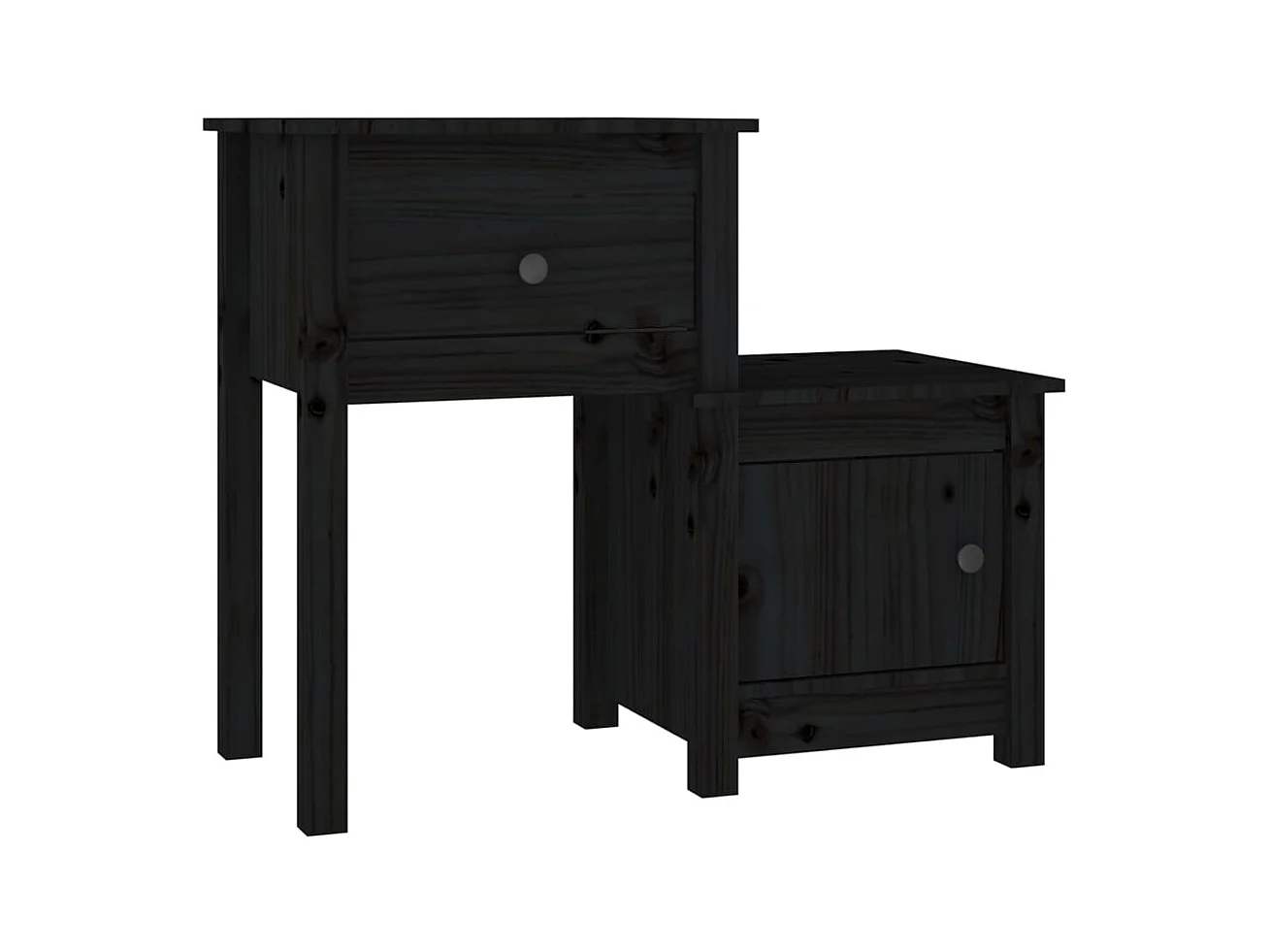 Comodino Nero 79,5x38x65,5 cm Legno di pino massiccio