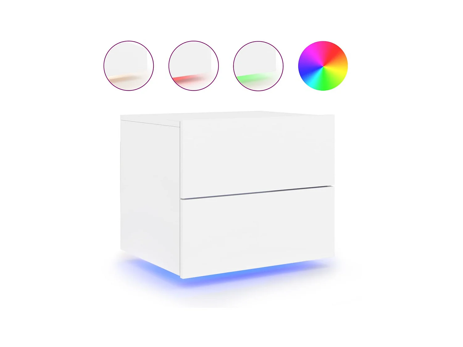 Table de chevet murale avec lumières LED blanc