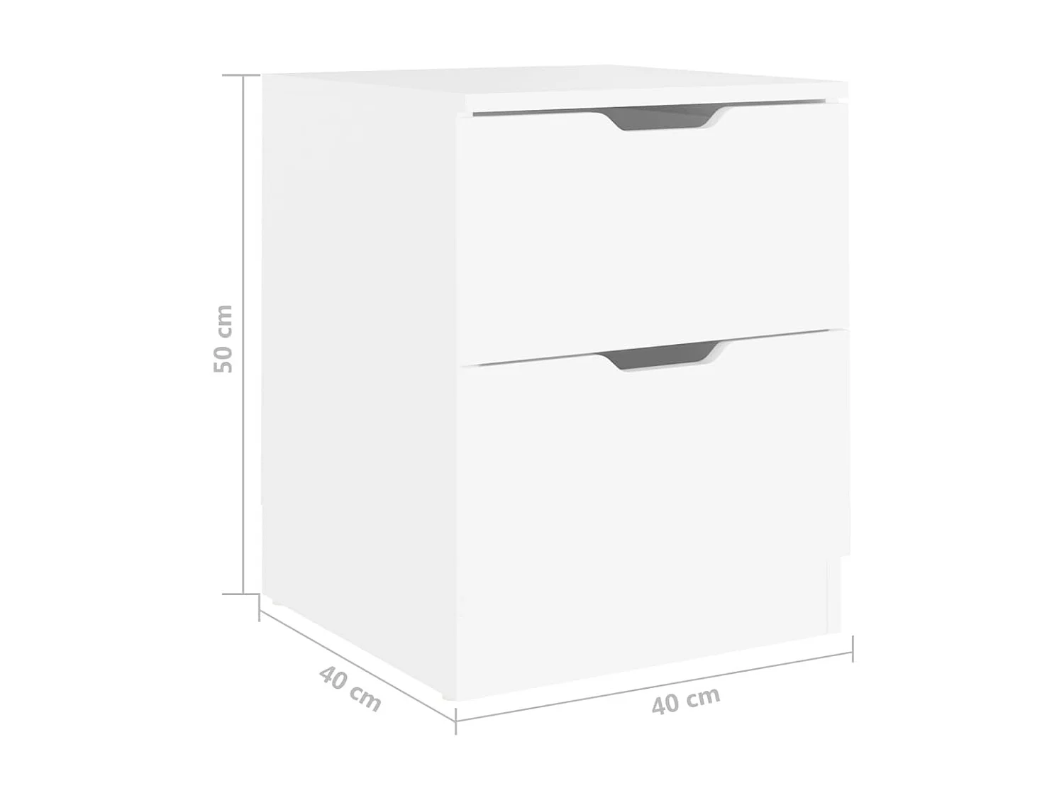 Tables de chevet 2 pcs Blanc 40x40x50 cm Aggloméré