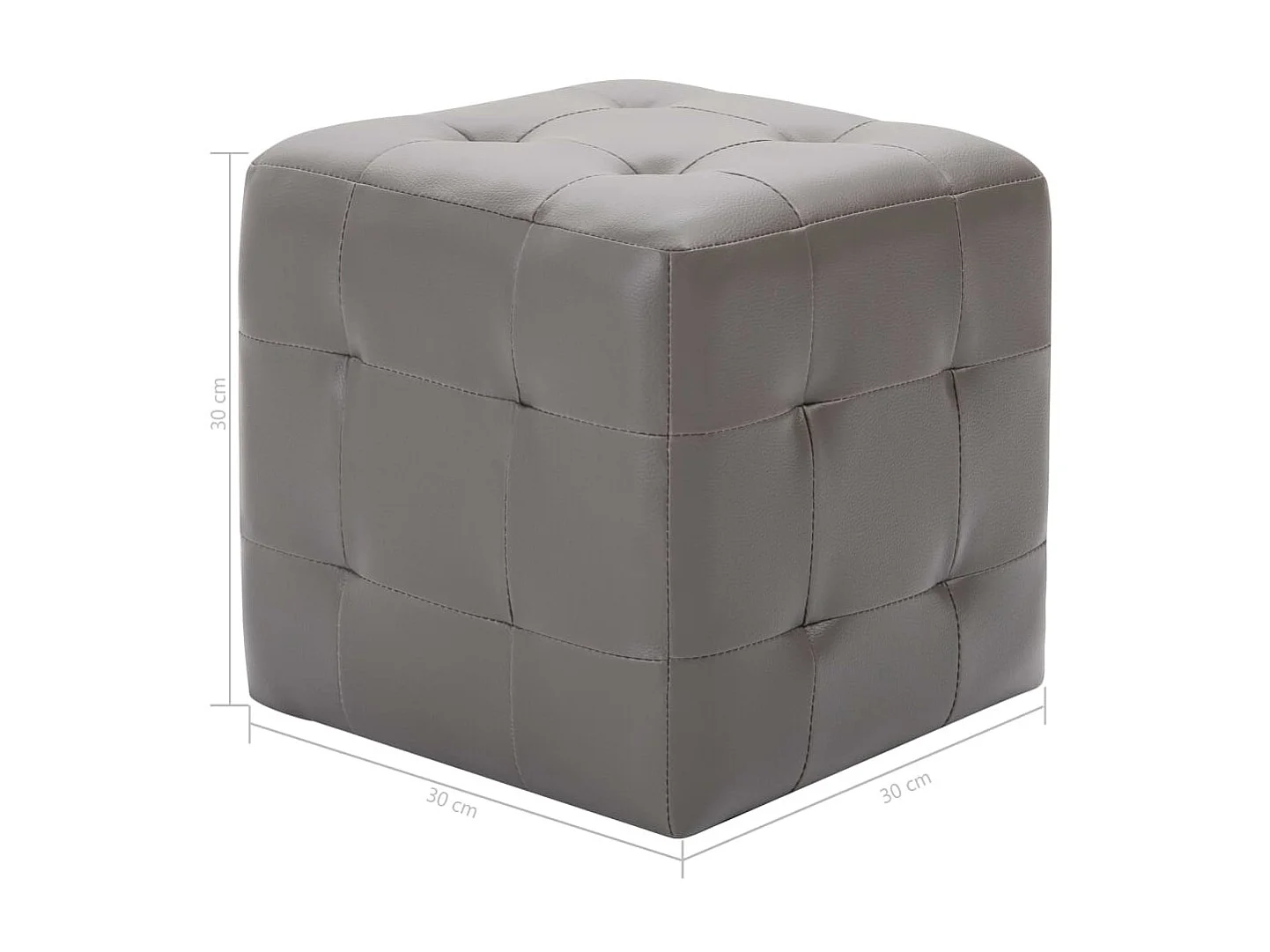 2 pz Comodini Grigi 30x30x30 cm Ecopelle