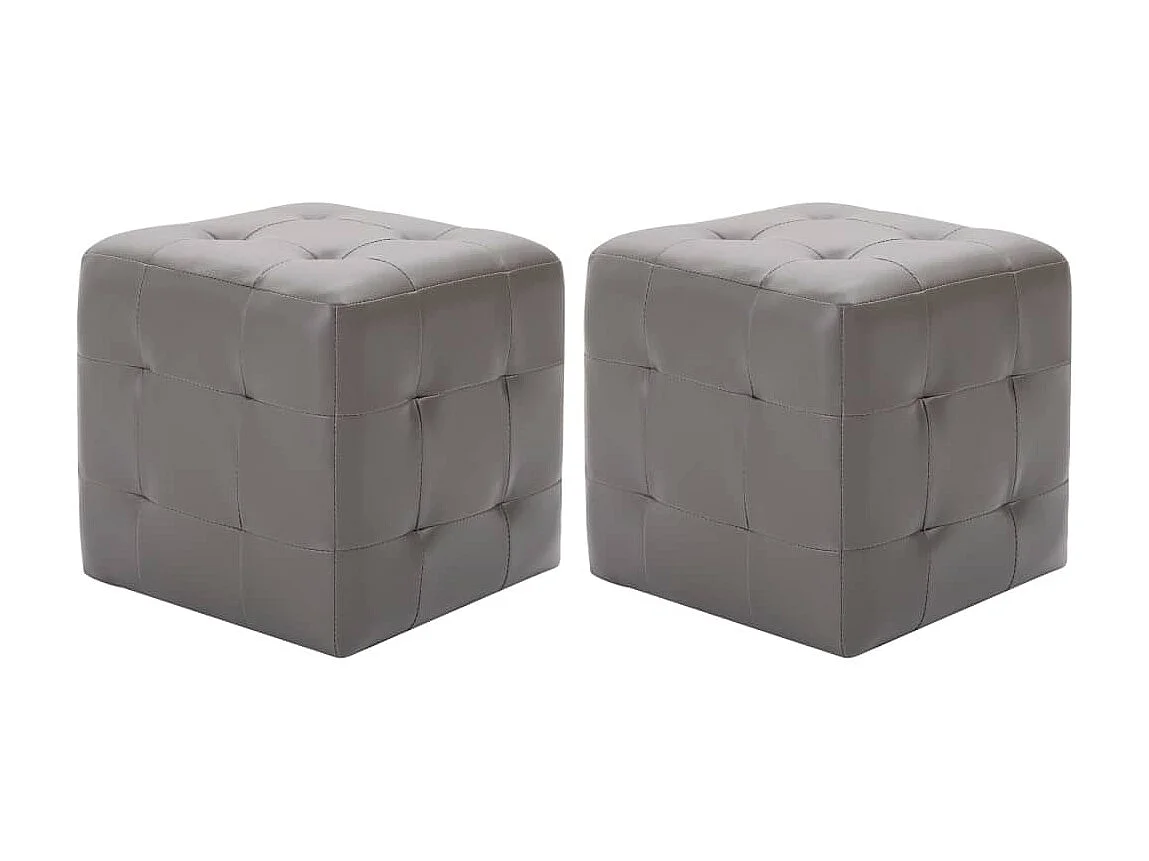 2 pcs Tables de chevet Gris 30x30x30 cm Similicuir