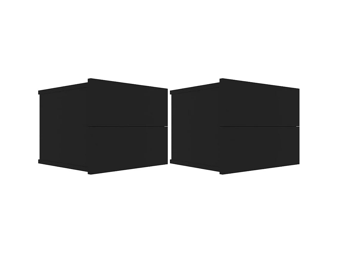 Tables de chevet 2 pcs Noir 40 x 30 x 30 cm Aggloméré
