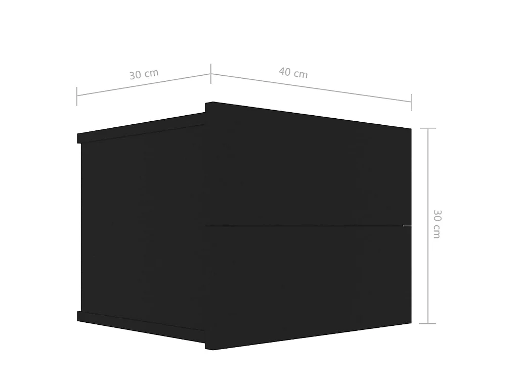Tables de chevet 2 pcs Noir 40 x 30 x 30 cm Aggloméré