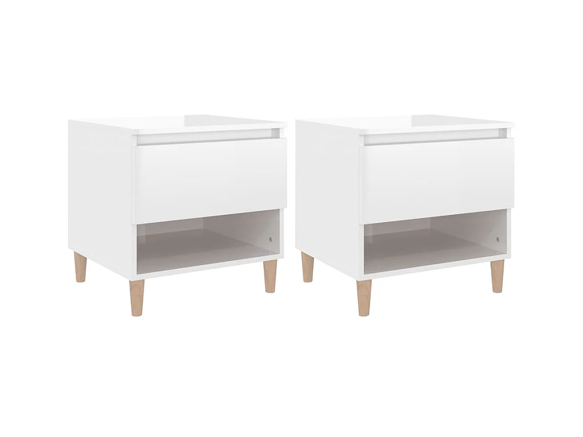 Comodini 2 pz Bianco lucido 50x46x50 cm