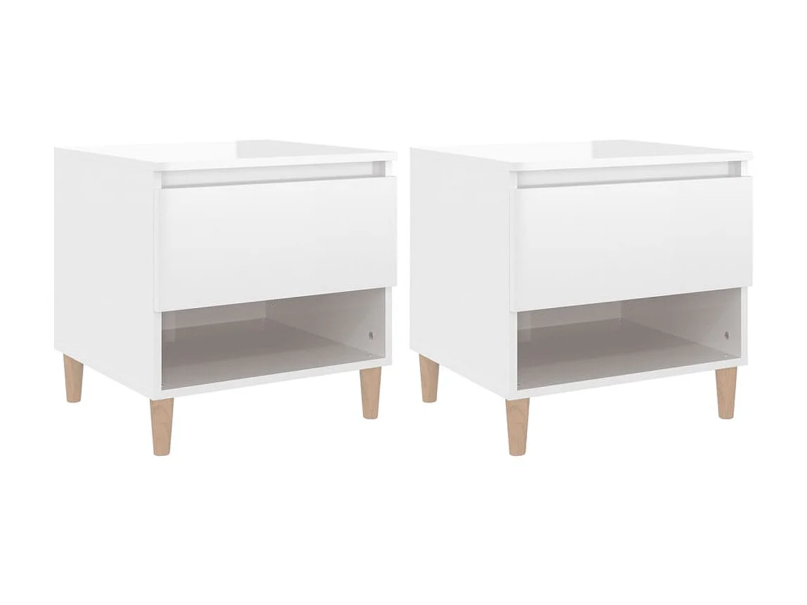 Tables de chevet 2 pcs Blanc brillant 50x46x50 cm