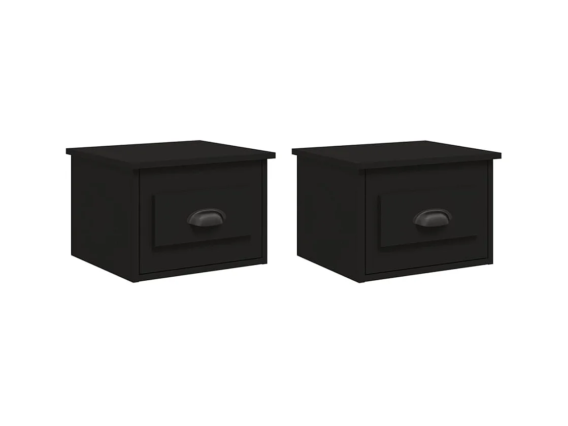 Nachtkastjes voor wandmontage 2 stuks zwart 41,5x36x28 cm