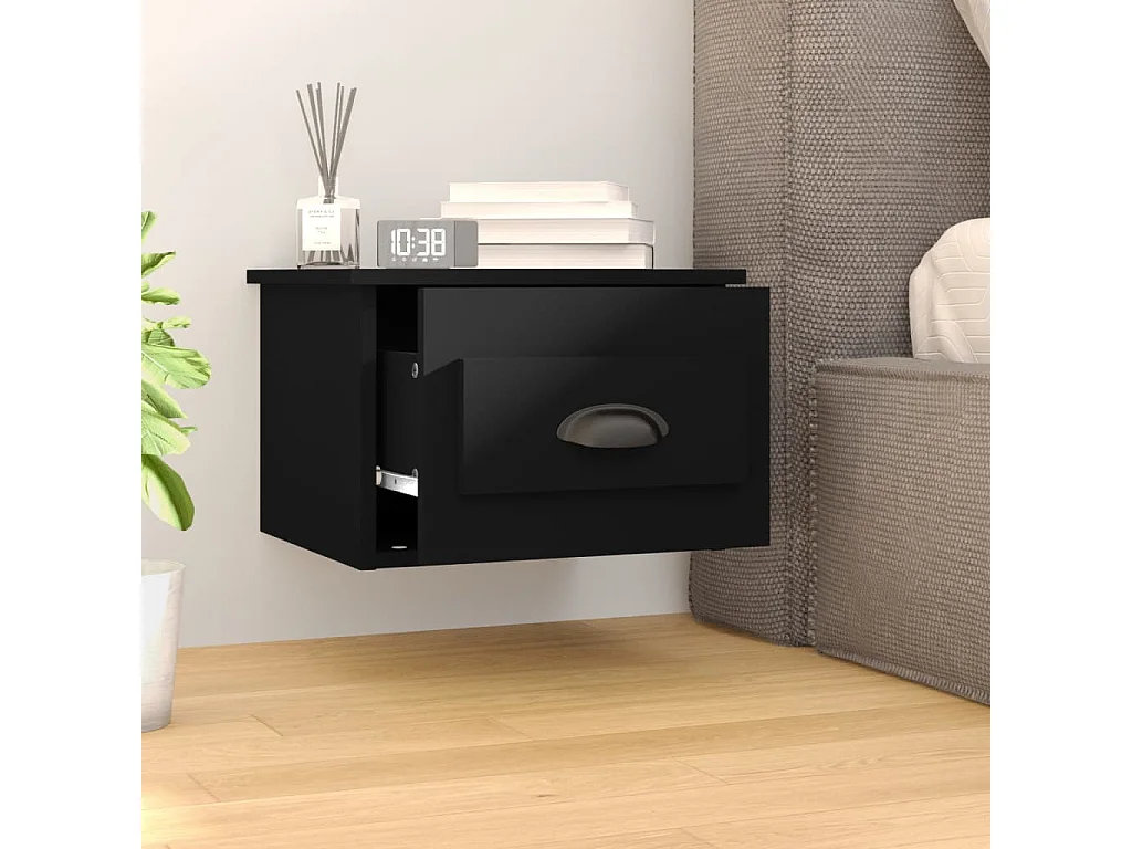 Tables de chevet murales 2 pcs noir 41,5x36x28 cm