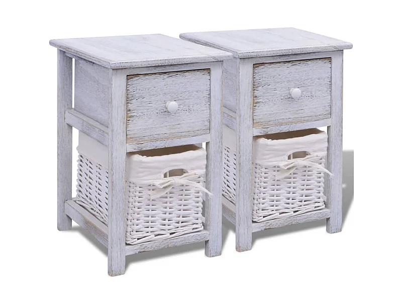 Comodino 2 pz Legno Bianco