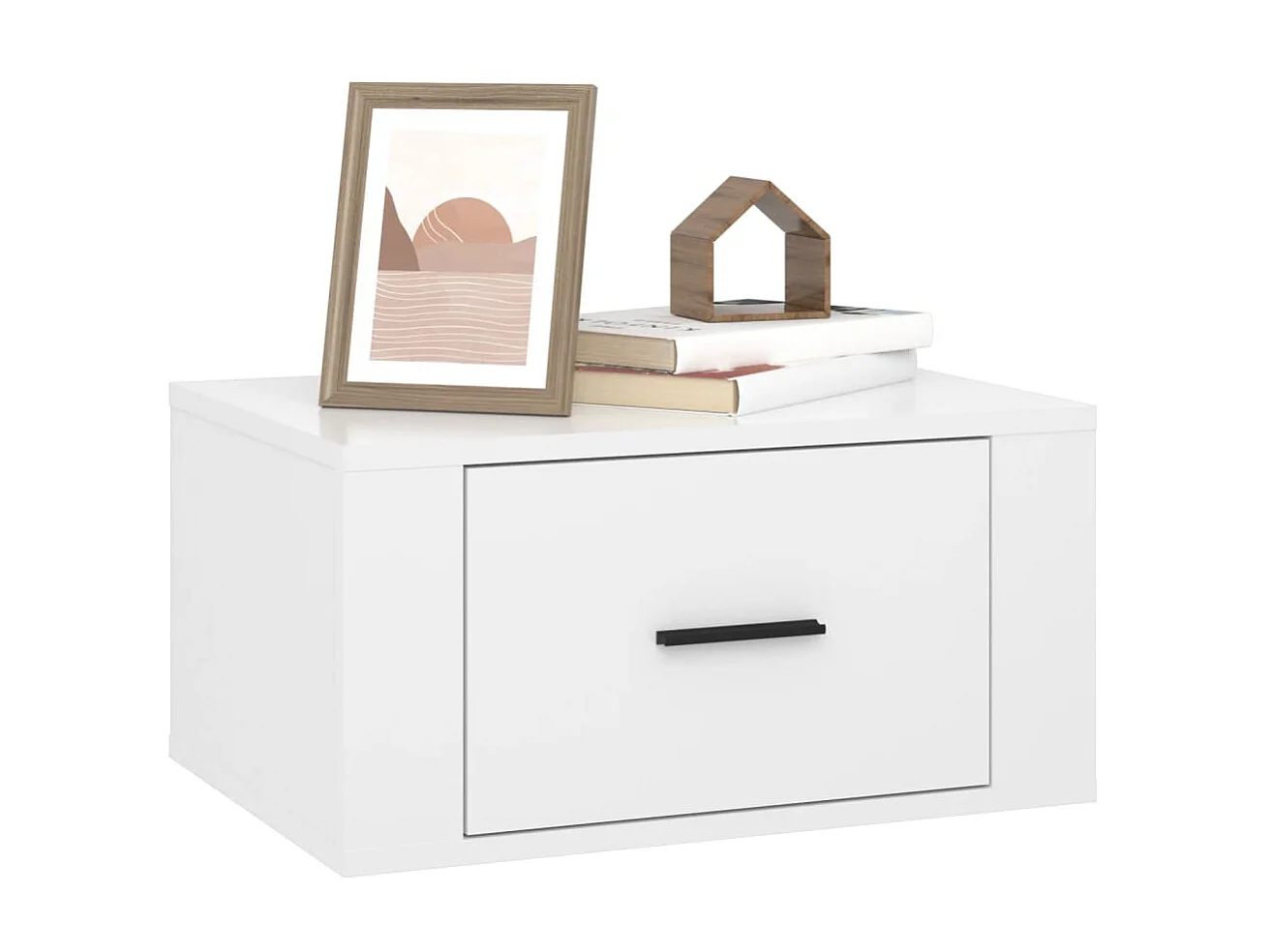 Table de chevet murale Blanc brillant 50x36x25 cm