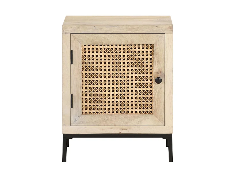 Table de chevet 40x30x50 cm Bois de manguier et canne naturelle