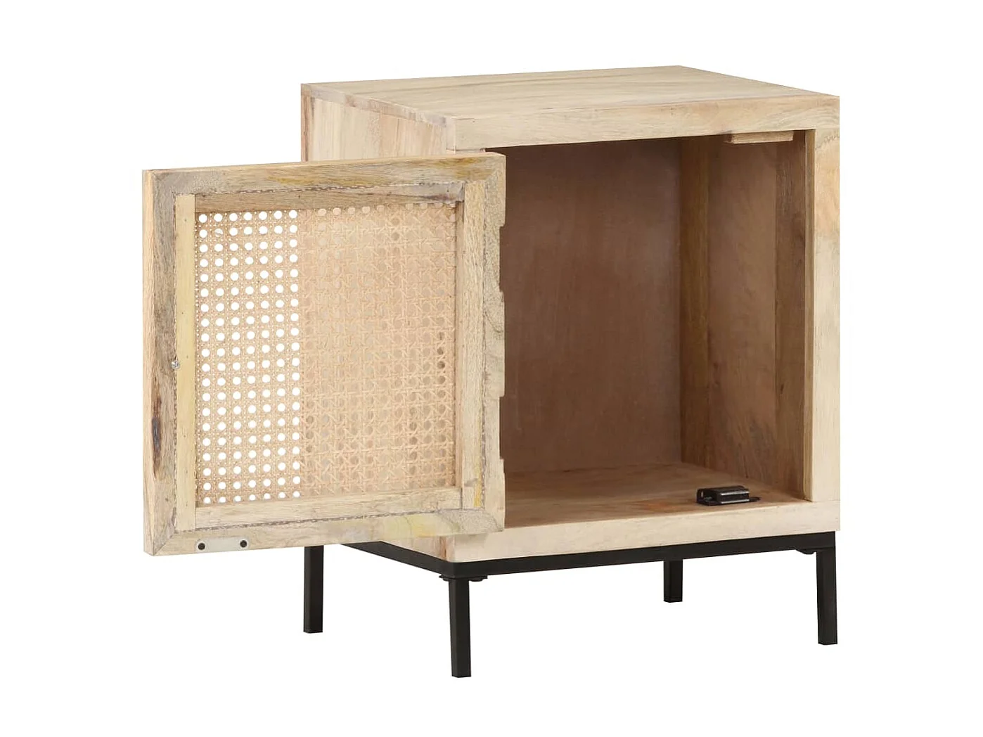 Table de chevet 40x30x50 cm Bois de manguier et canne naturelle