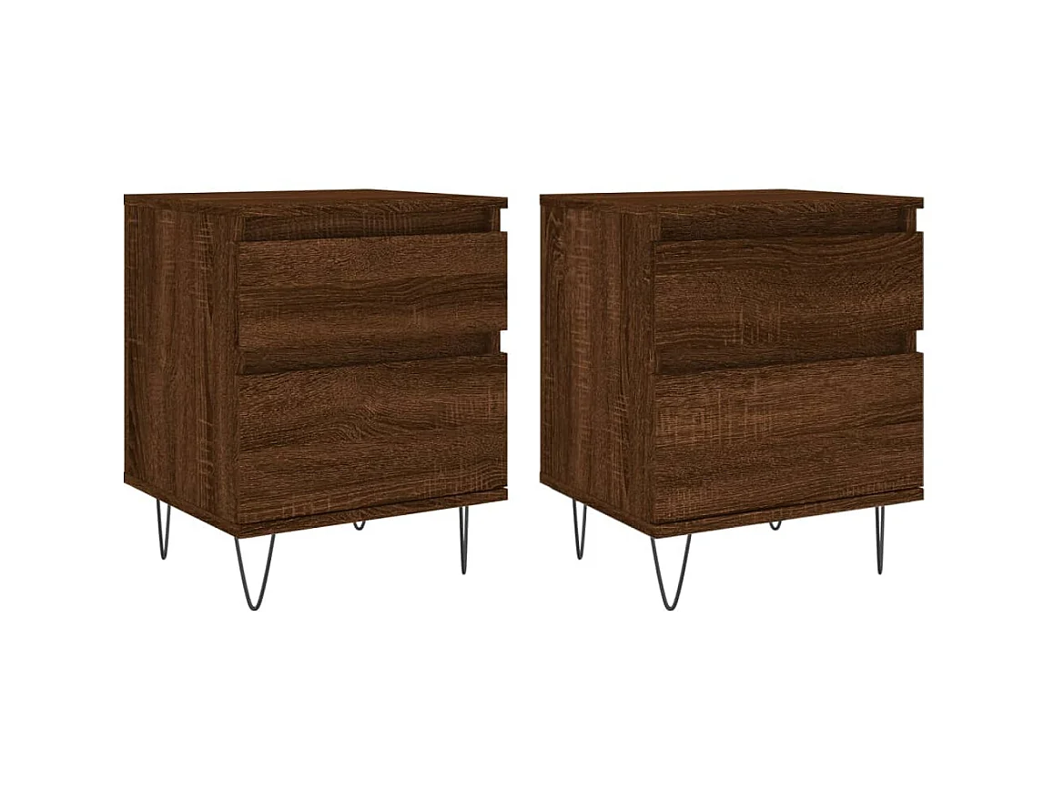 Comodini 2 pezzi rovere marrone 40x35x50 cm in multistrato
