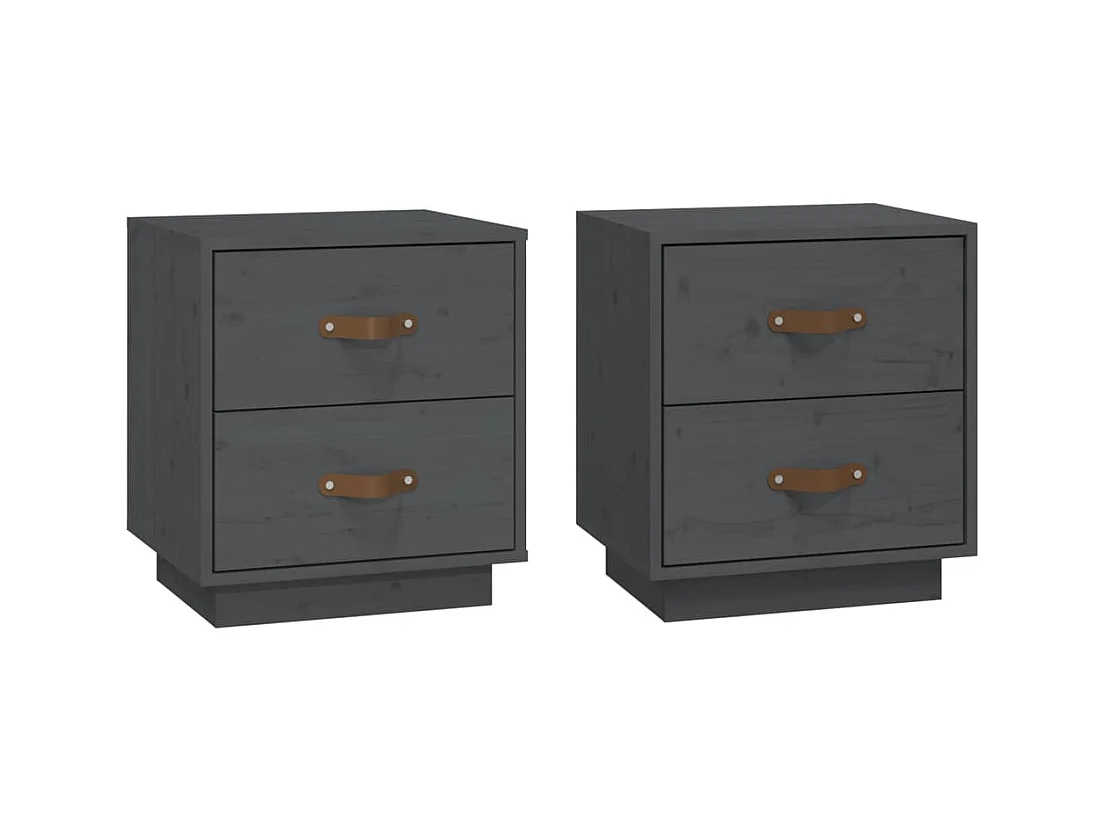 Tables de chevet 2 pcs Gris 40x34x45 cm Bois de pin massif