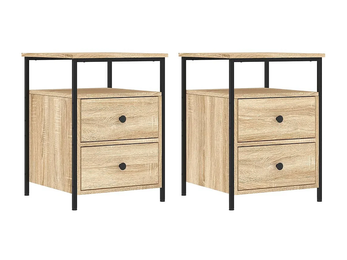 Mesitas de noche 2uds roble sonoma 44x45x60cm madera contrachapada