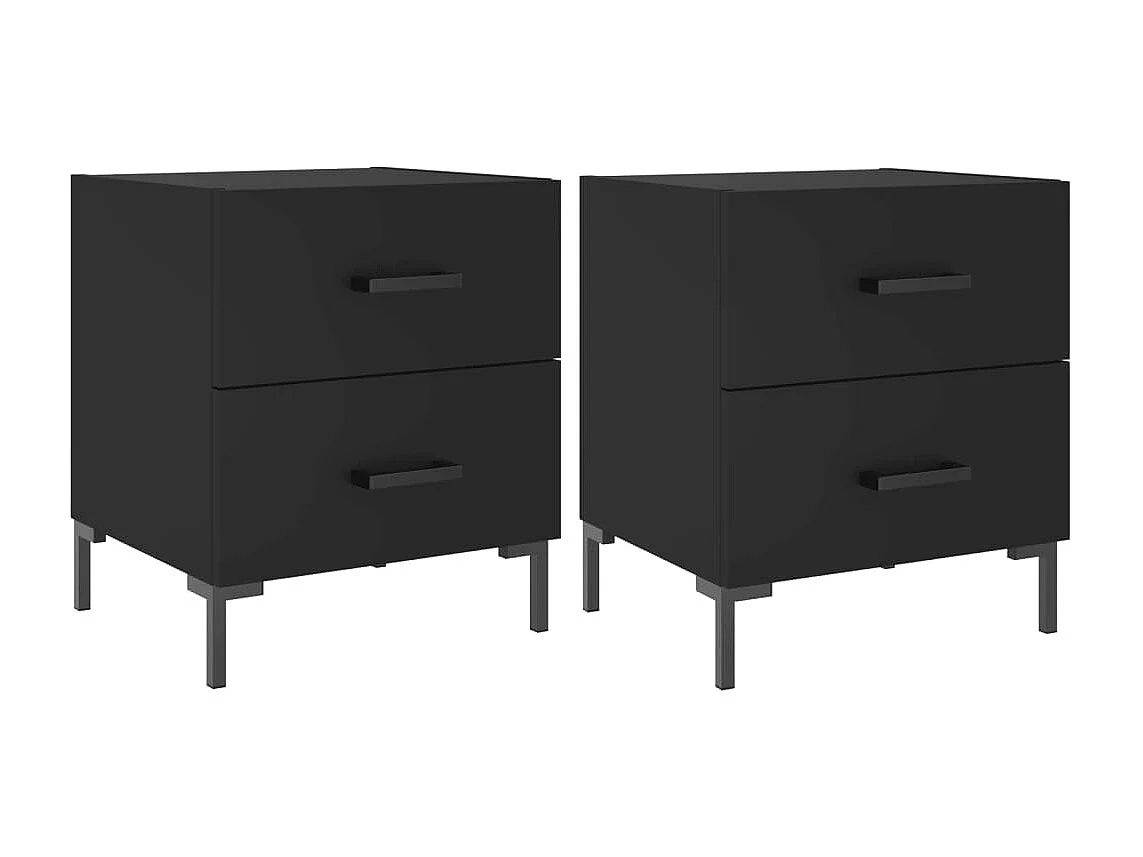 Tables de chevet 2 pcs noir 40x35x47,5 cm bois d’ingénierie