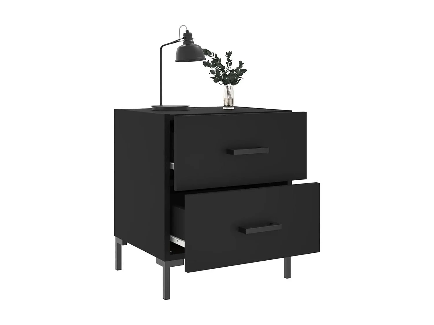 Tables de chevet 2 pcs noir 40x35x47,5 cm bois d’ingénierie