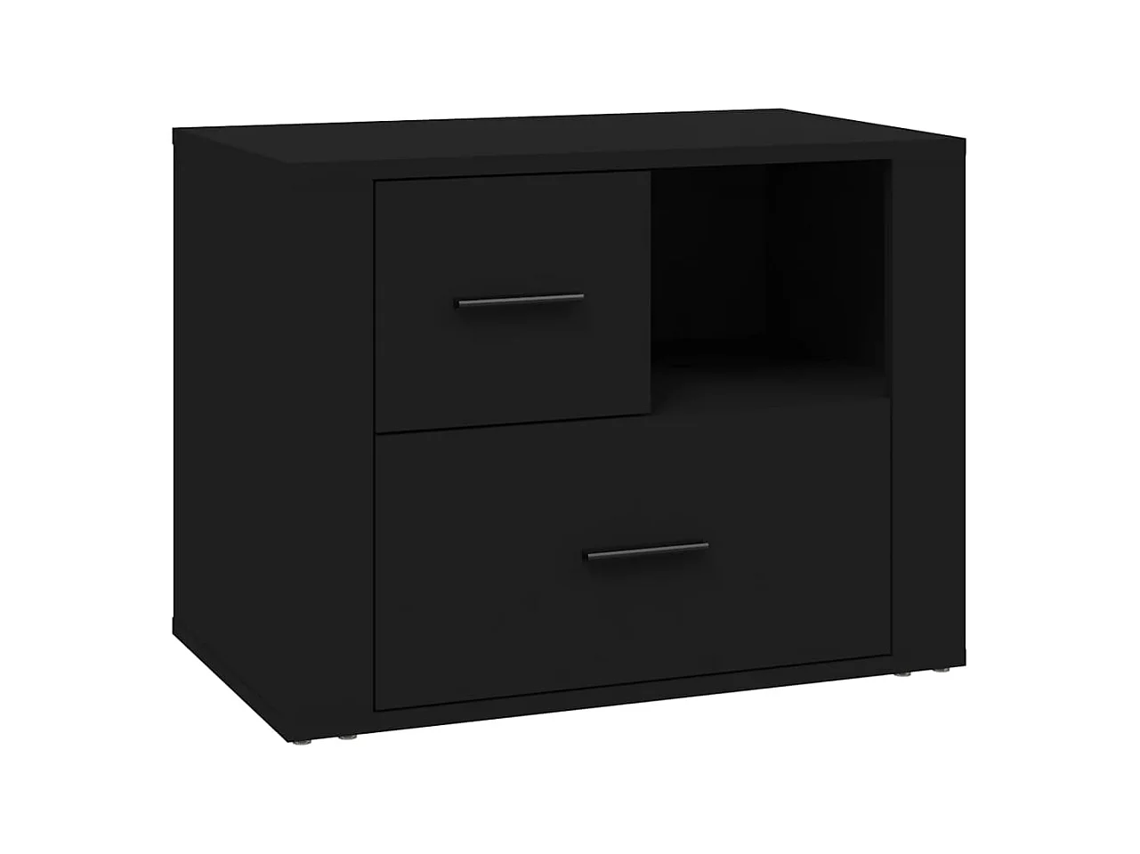 Nachtkastje Zwart 60x36x45 cm Bewerkt hout