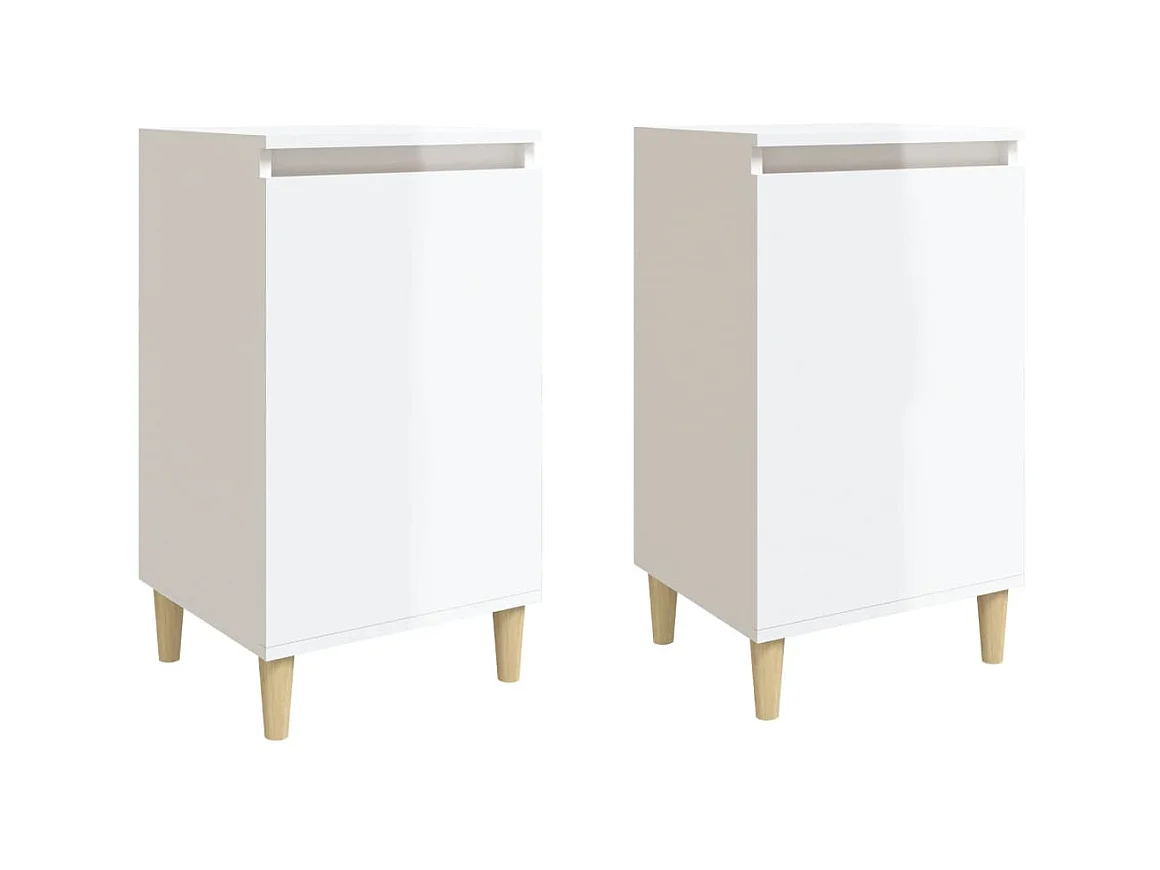 Tables de chevet 2pcs blanc brillant 40x35x70cm bois ingénierie