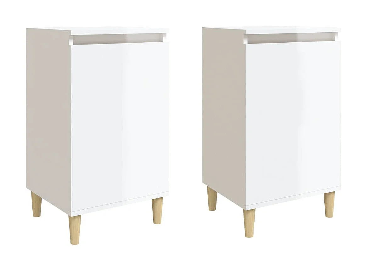 Nachtkastjes 2 stuks glanzend wit 40x35x70cm samengesteld hout