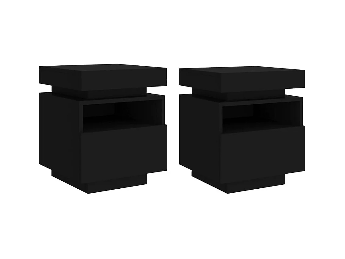 Nachttische mit LED-Leuchten 2 Stück schwarz 40x39x48,5 cm