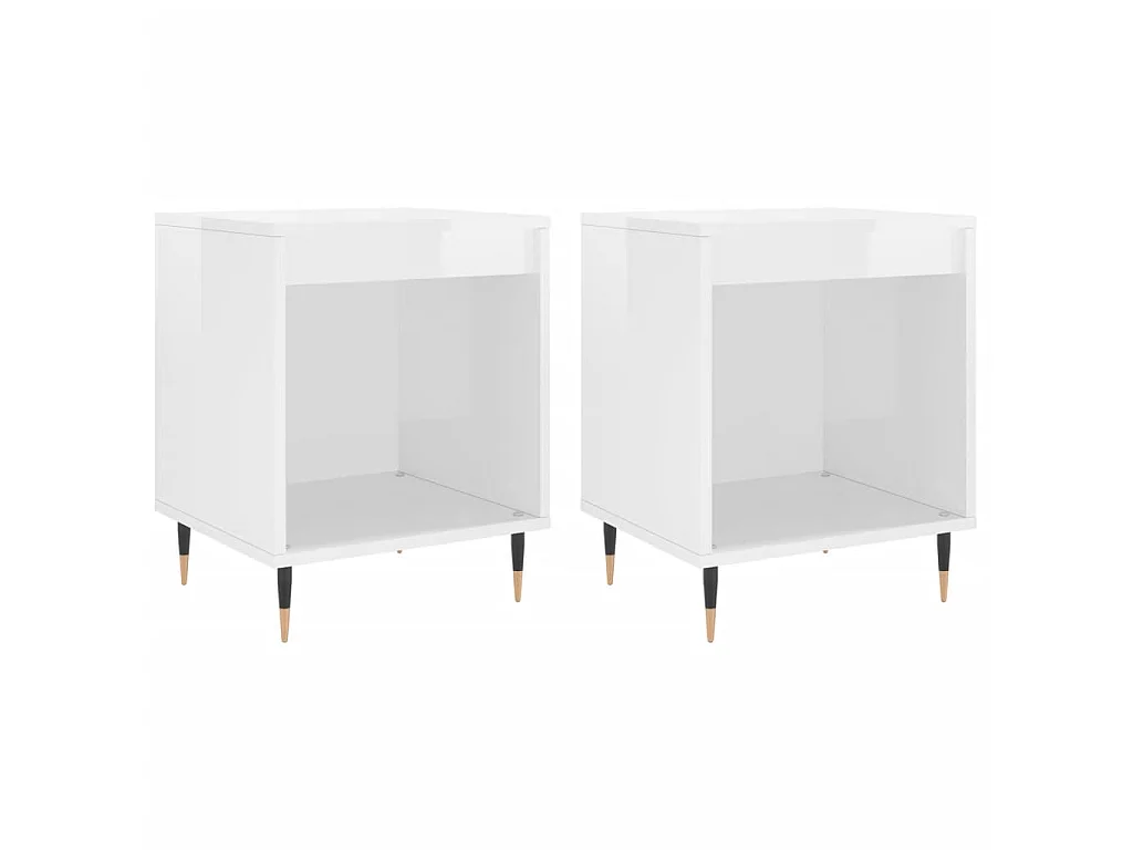 Tables de chevet 2 pcs blanc brillant 40x35x50 cm