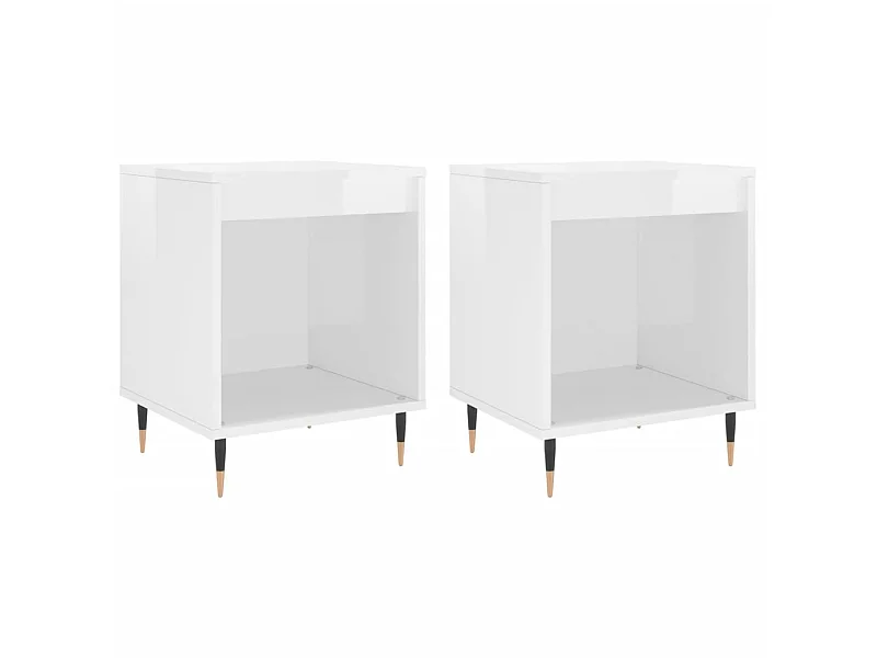Tables de chevet 2 pcs blanc brillant 40x35x50 cm