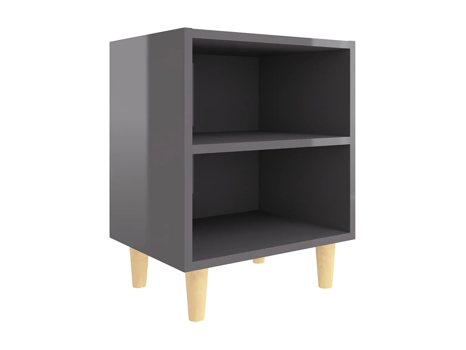 Tables de chevet pieds en bois 2 pcs Gris brillant 40x30x50 cm