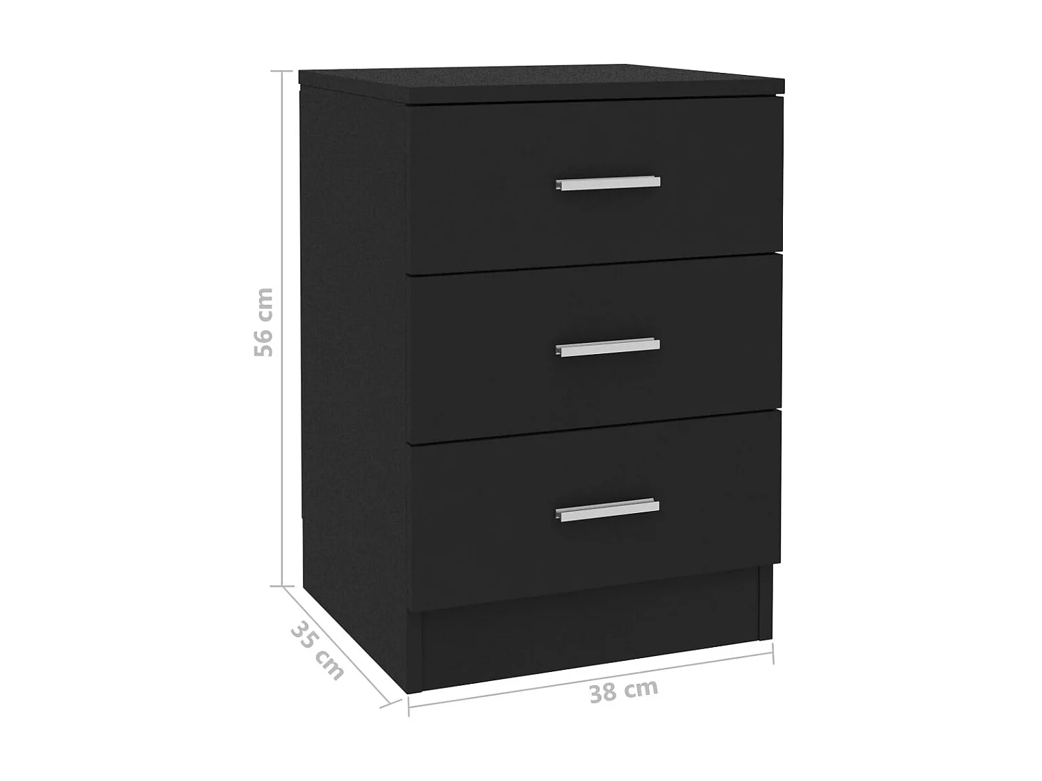 Table de chevet Noir 38 x 35 x 56 cm Aggloméré