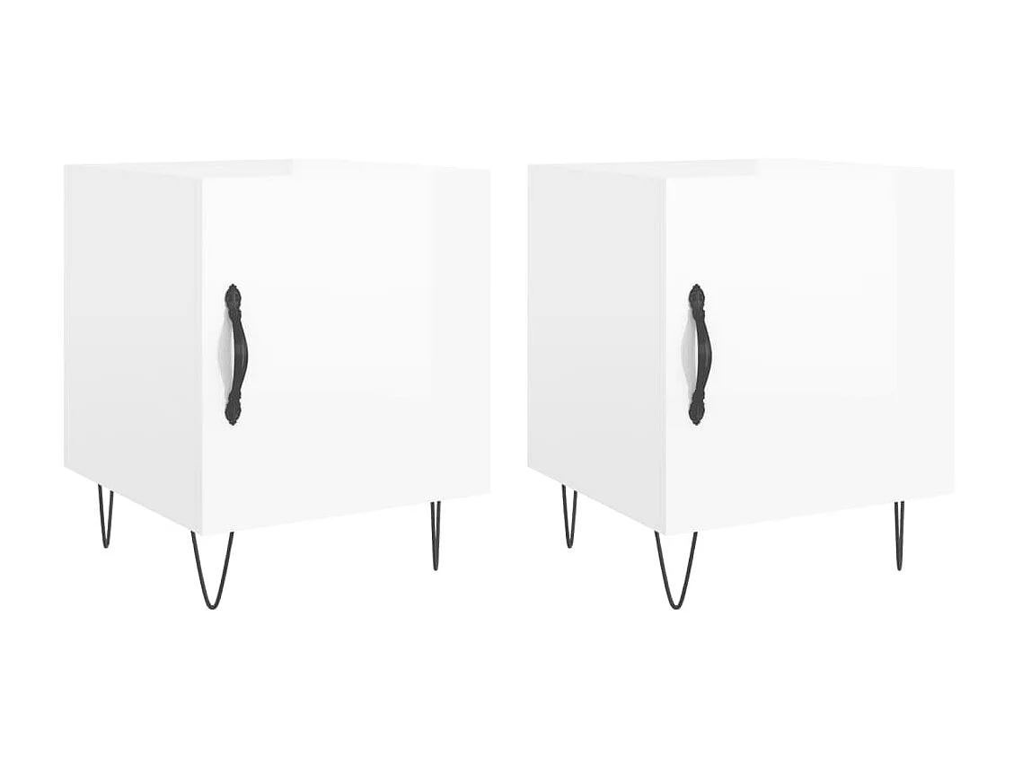 Tables de chevet 2 pcs blanc brillant 40x40x50 cm