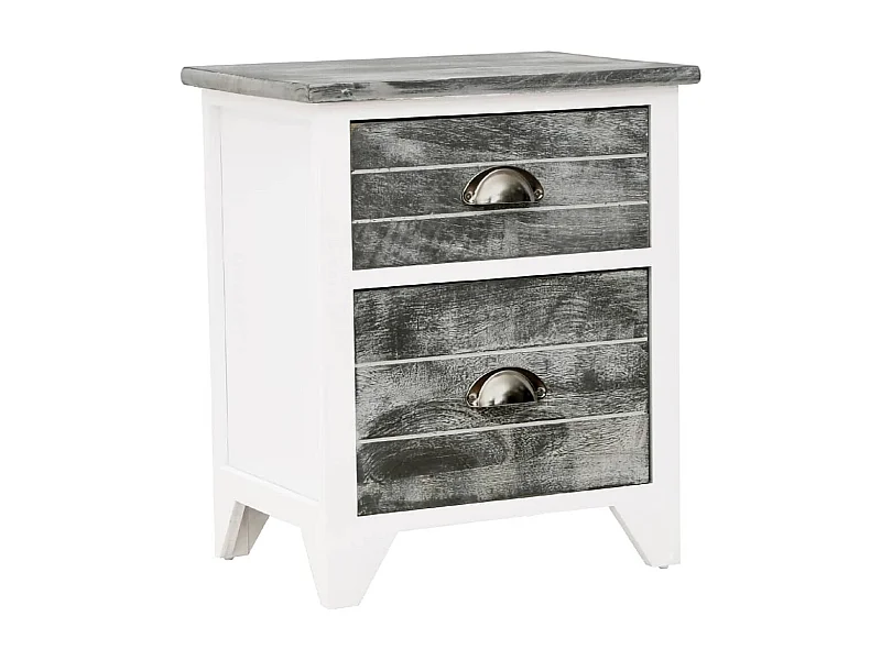 Comodino Grigio e bianco 38x28x45 cm Legno di Paulownia