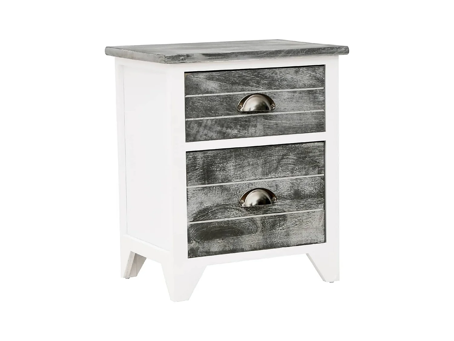 Table de chevet Gris et blanc 38x28x45 cm Bois de Paulownia