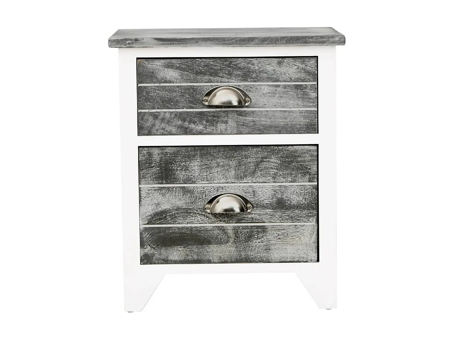 Table de chevet Gris et blanc 38x28x45 cm Bois de Paulownia