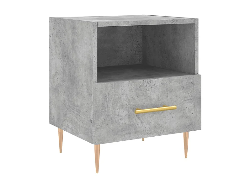 Mesa de cabeceira cinza concreto 40x35x47,5 cm madeira projetada