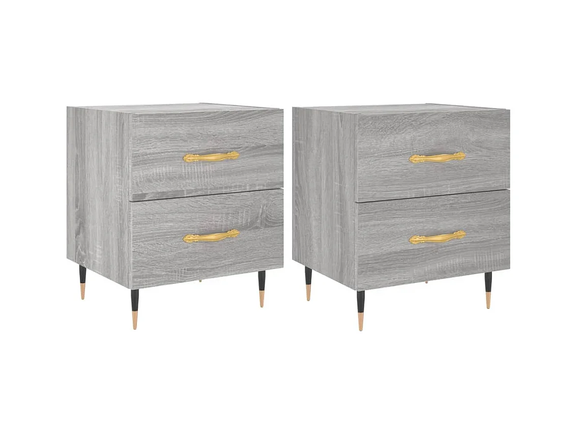 Comodini 2 pz sonoma grigio 40x35x47,5 cm