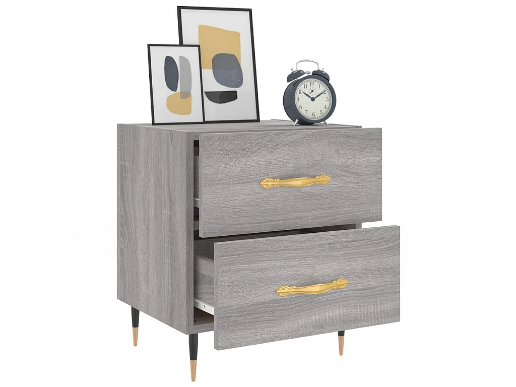 Nachtkastjes 2 stuks sonoma grijs 40x35x47,5 cm