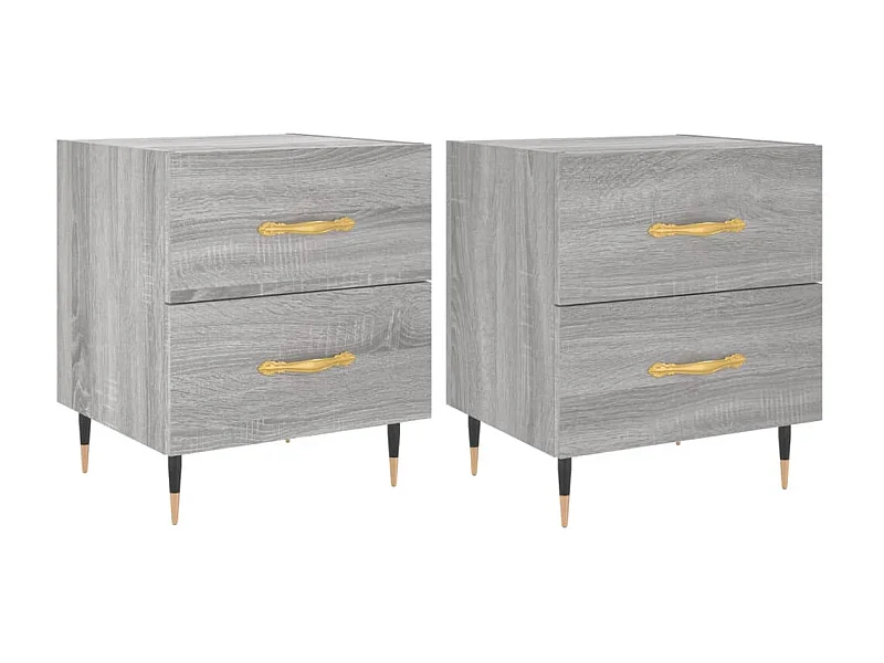 Comodini 2 pz sonoma grigio 40x35x47,5 cm
