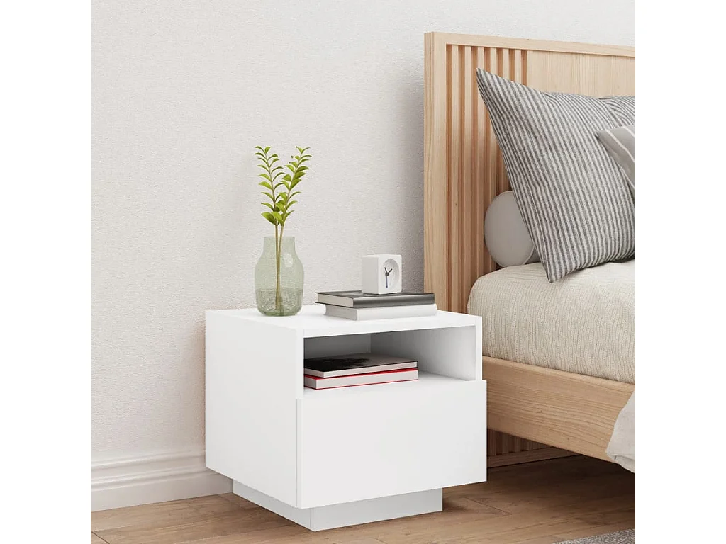 Table de chevet avec lumières LED blanc 40x39x37 cm