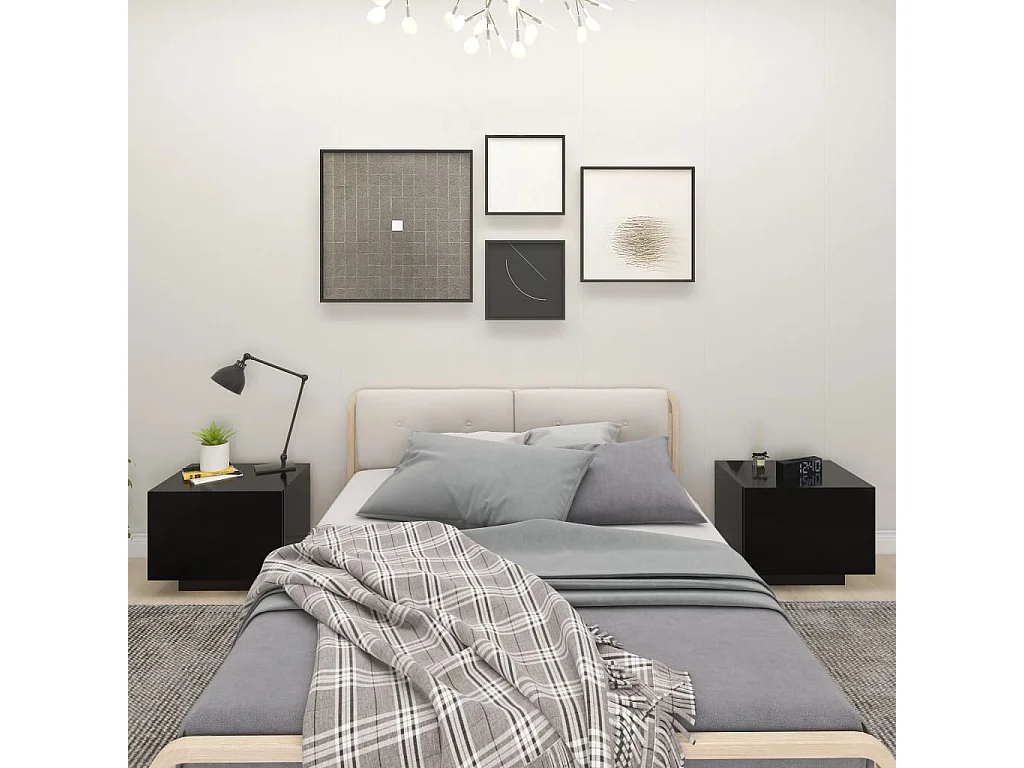 Comodino Nero 100x35x40 cm Truciolato