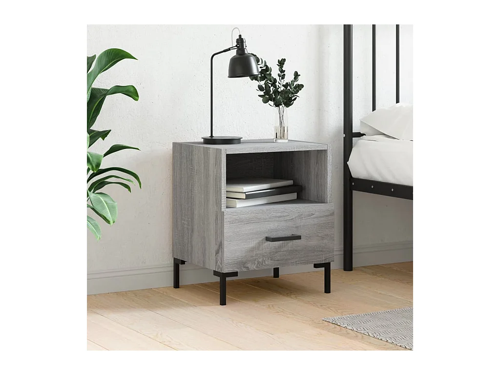 Sonoma grauer Nachttisch 40x35x47,5 cm, Holzwerkstoff