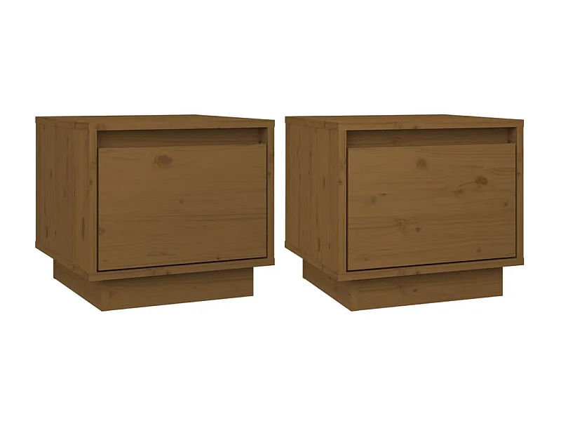 Tables de chevet 2pcs Marron miel 35x34x32cm Bois de pin solide