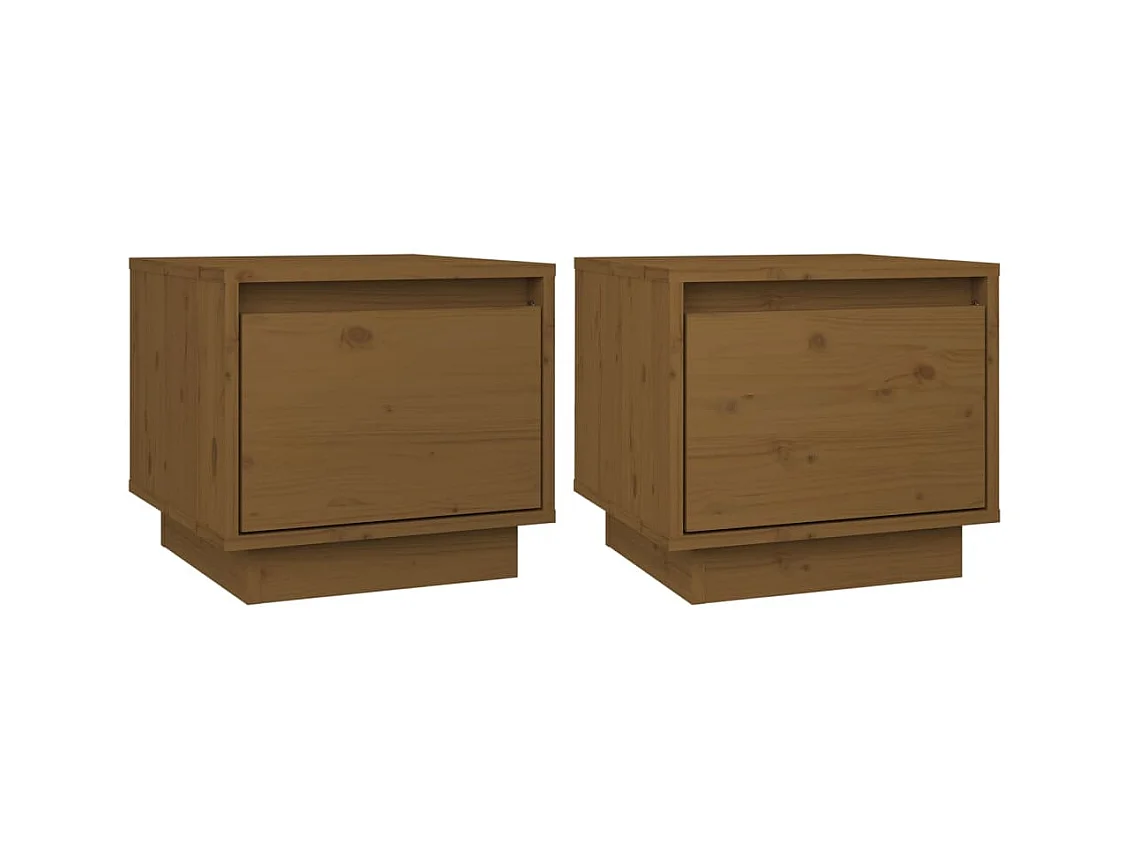 Tables de chevet 2pcs Marron miel 35x34x32cm Bois de pin solide