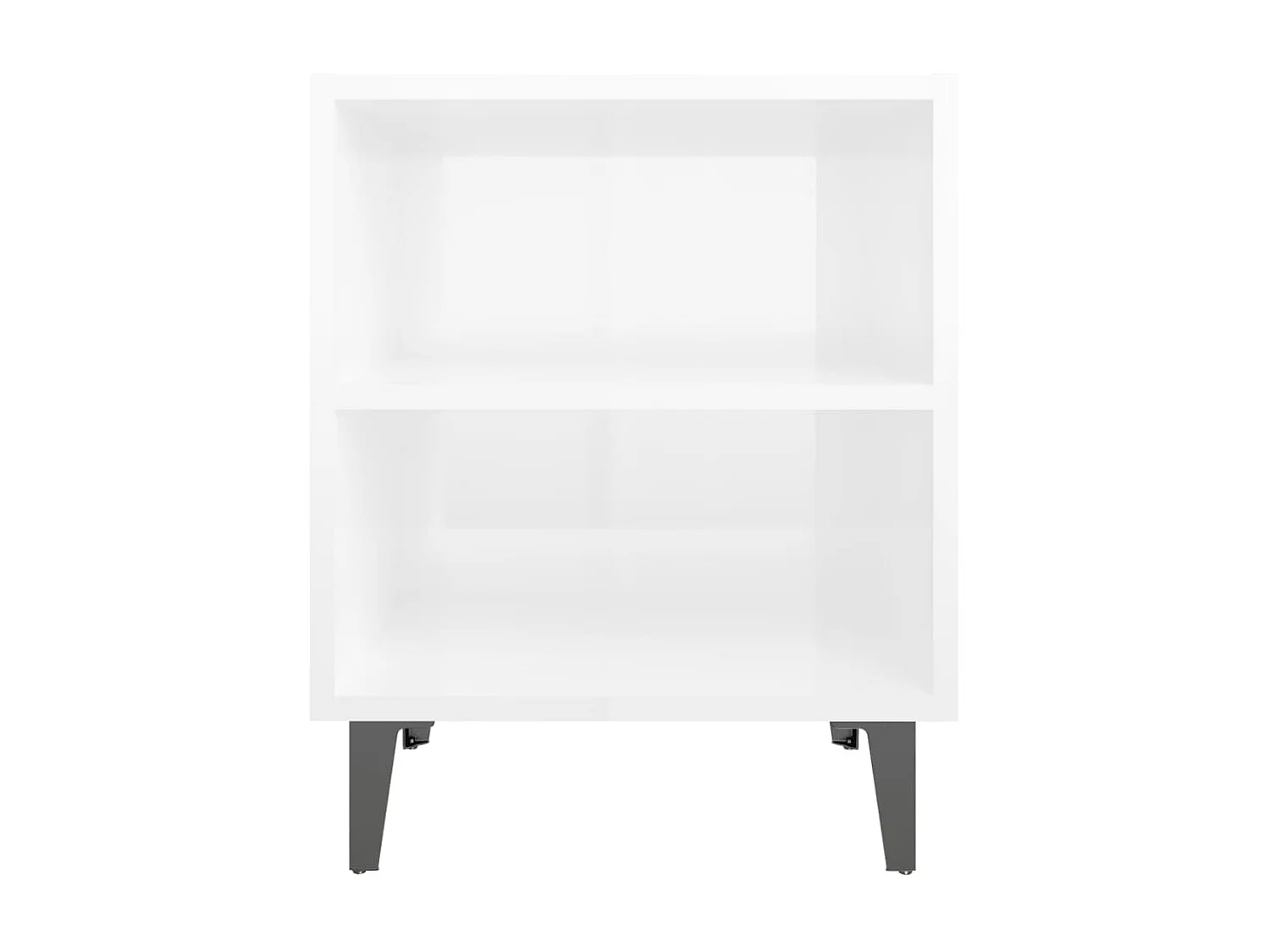 Table de chevet avec pieds en métal blanc brillant 40x30x50 cm