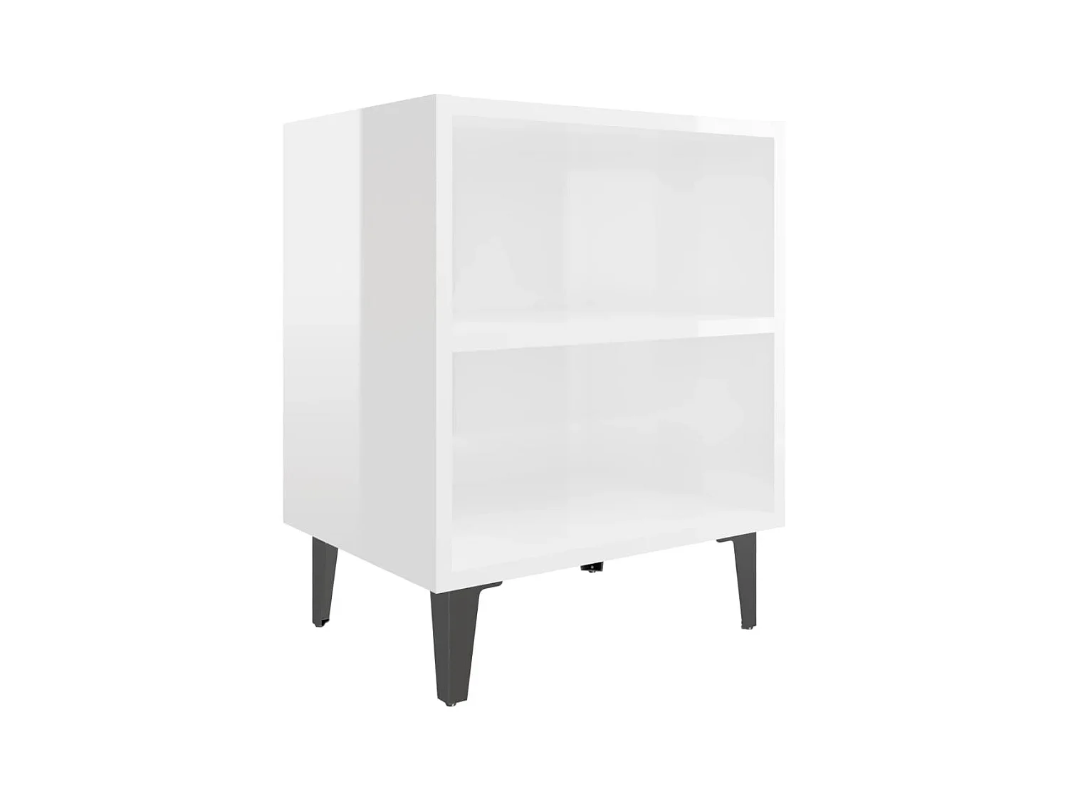 Table de chevet avec pieds en métal blanc brillant 40x30x50 cm